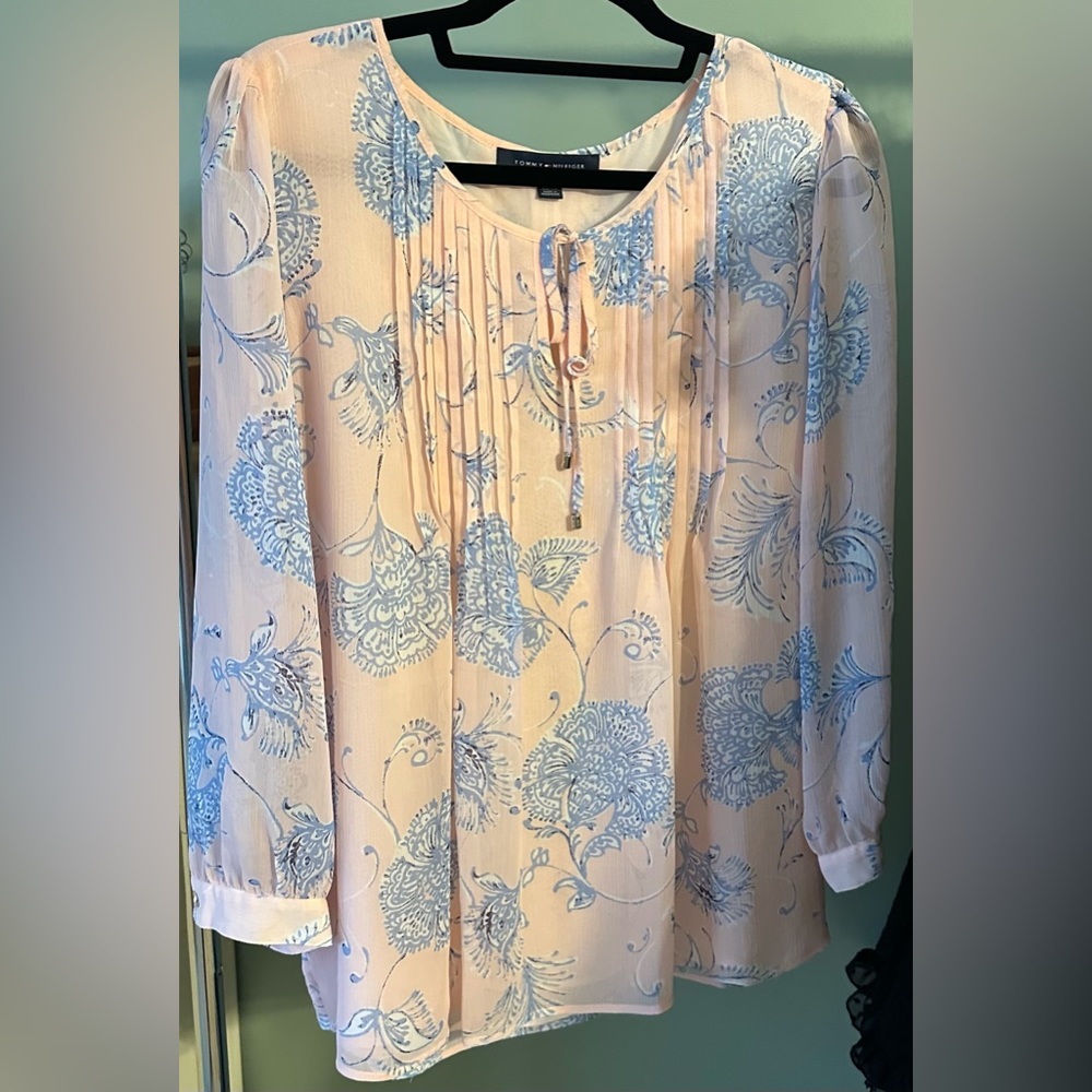 Tommy Hilfiger pink sheer blouse, XL